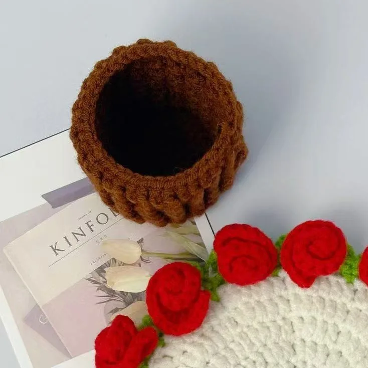 2025 gehäkelte Rosenblütenuntersetzer, gehäkelte Blumen, Tassenunterlage, Mini-Häkelblumen, Blumenstrauß, Tischdekoration, Geschenk – Detail 8