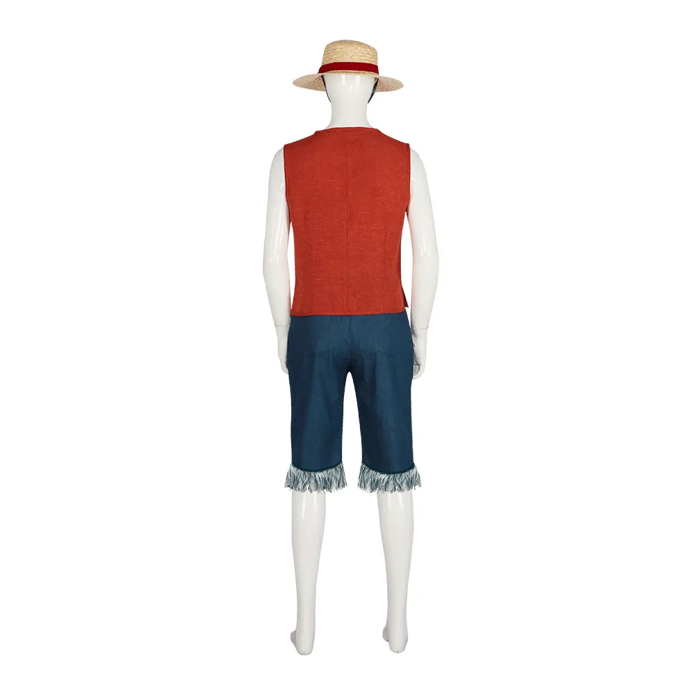 Anime Real Person Version Monkey D Luffy Cosplay Costume Man Uniform Stage Show Costume Halloween Comic-Con Party Unisex Outfit