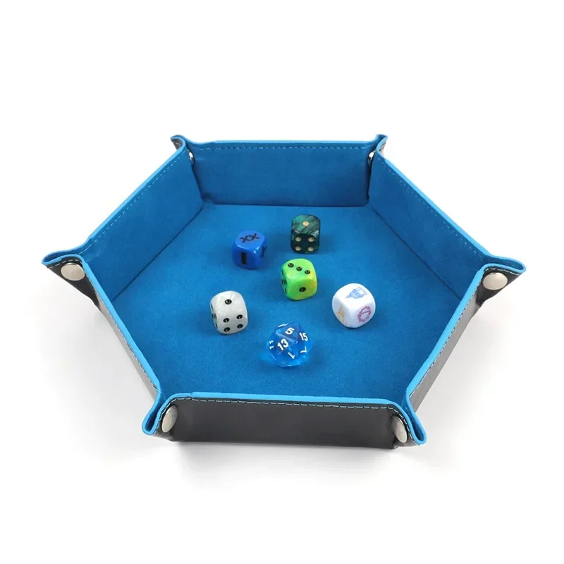Hexagonal PU Dice Tray Miscellaneous Storage Box Board Game Dice Tray Accessories Leather Tower Dried Fruit dice tray