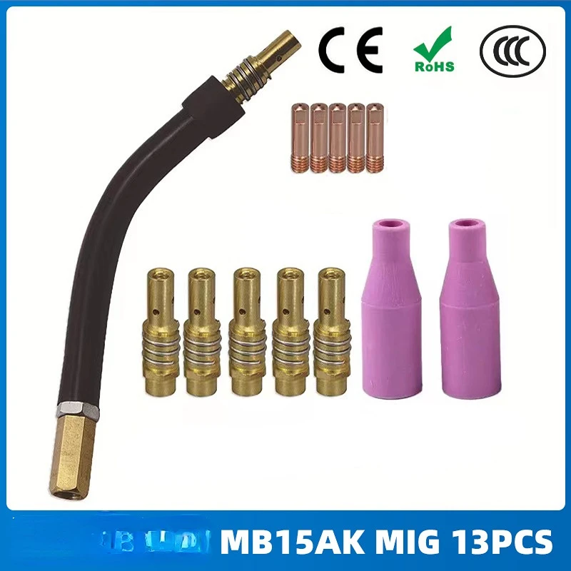 13PCS MB15AK Mig Two Welding Gun Accessories MB15 Conductive Nozzle Contact Nozzle Protection Nozzle