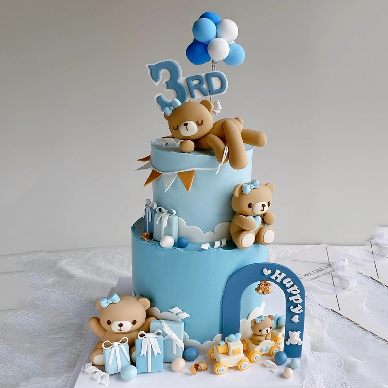 Rosa Blau Bär Kuchen Topper Bär Puppe Ornamente Kuchen Einsatz Geburtstag Kuchen Dekoration Erwachsene Geburtstag Geschenke Hochzeit Kuchen Dekorieren – Detail 2