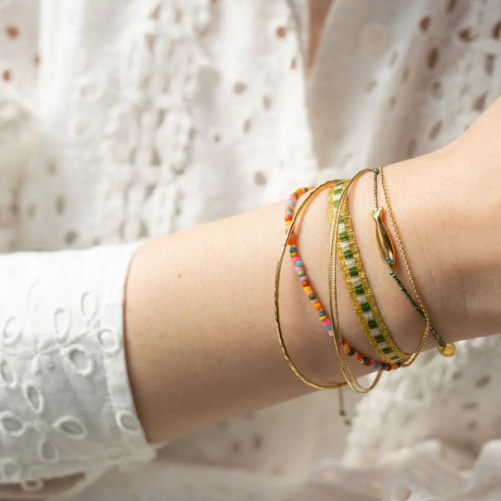 Gold-Plated Fish Zircon with Flash Green Bracelet Wrist Chain