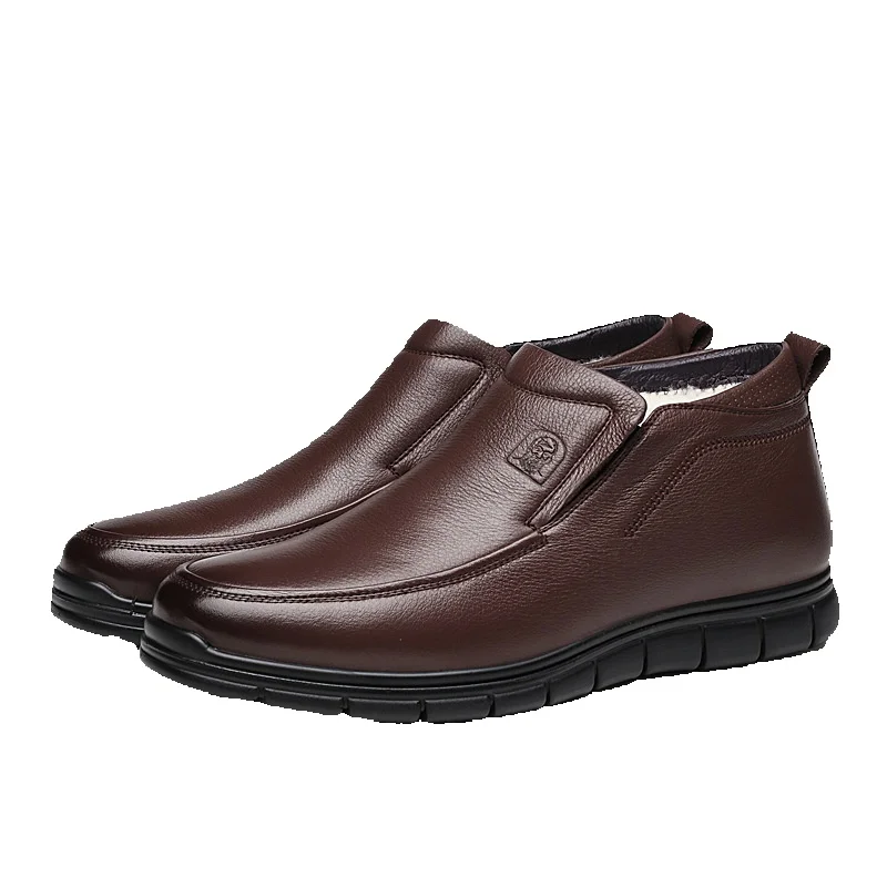 Warm Winter Leather Boots For Men High-top Fleece Lined Formal_voghion.com