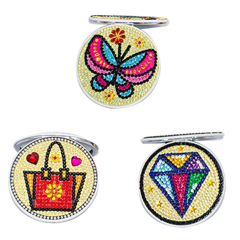 Ultra Thin Makeup Mirror DIY Diamond Painting Flower Butterfly Special Shaped Diamond Embroidery Foldable Women Makeup Mirrors