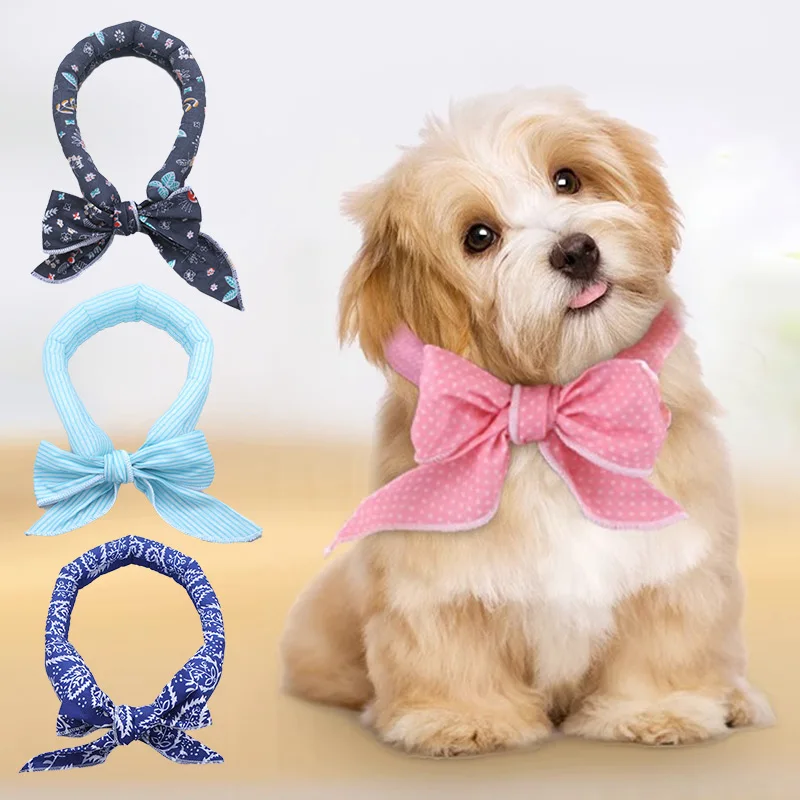 

Summer Dog Cooling Collar Pet Ice Scarf Cute Print Dog Cooling Bandana Dog Ice Collar Heatstroke Adjustable Pet Dog Accessories