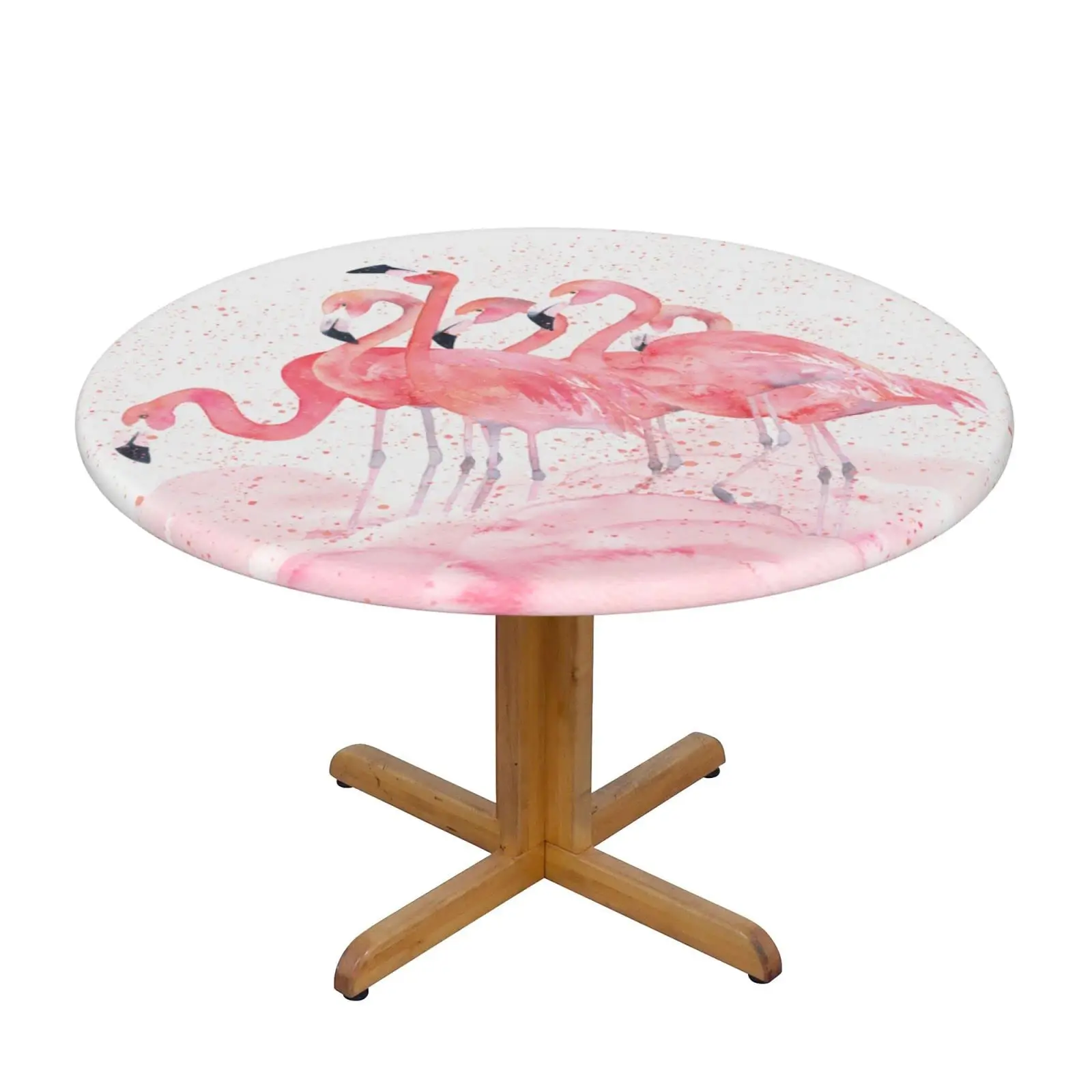 

Watercolor Flamingo Pink Round Tablecloth Fitted Elastic Waterproof Table Cloth Cover Decor Table Pad Cover for Indoor Outdoor