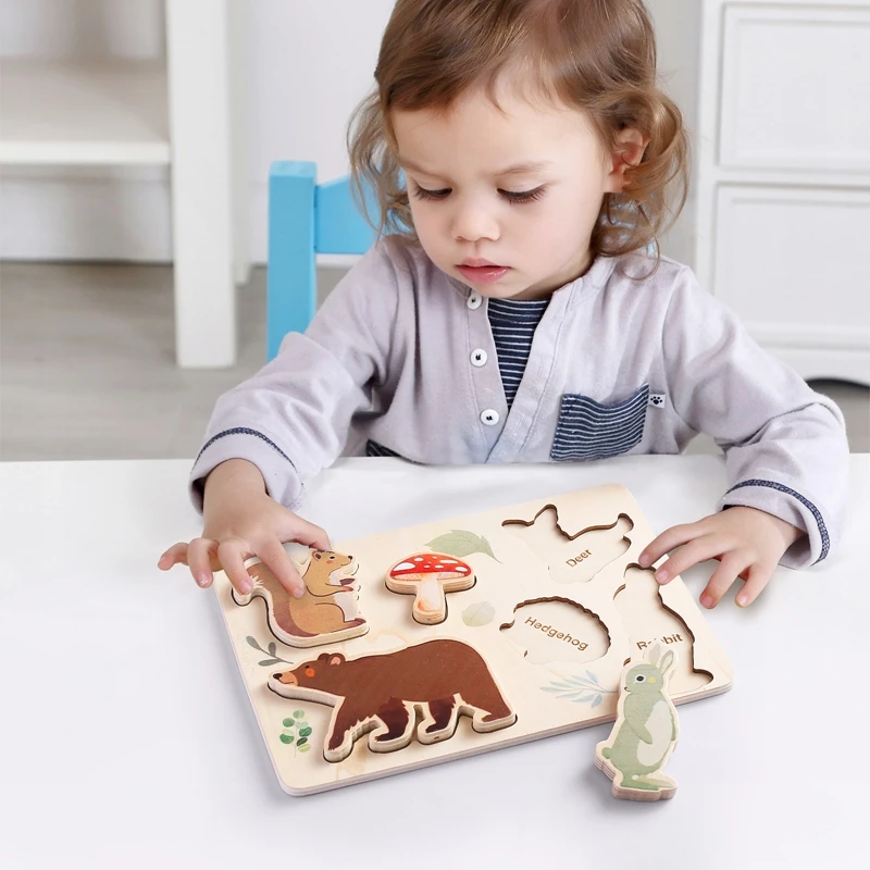 Children Montessori Toys Wooden 3D Puzzles Toys Animals Astronauts Colorful Puzzles Matching Toys For Baby Training Cognitive 5