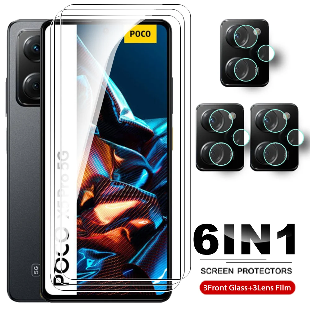 

6 в 1 для Xiaomi Poco X5 Pro 5G полное покрытие закаленное стекло Защита для экрана PocoX5 Little X5Pro X 5 6,67 дюймов стекло для объектива камеры