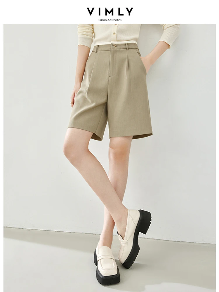 

Vimly Casual Straight Shorts for Women 2024 Spring New Female Streetwear Suit Pant Loose Simple Women's Trousers Clothing M6028