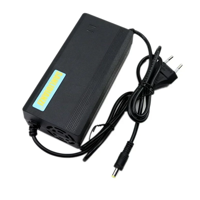 Kaliobes universal ebike lithium charger showing multiple voltage configurations from 42V to 84V