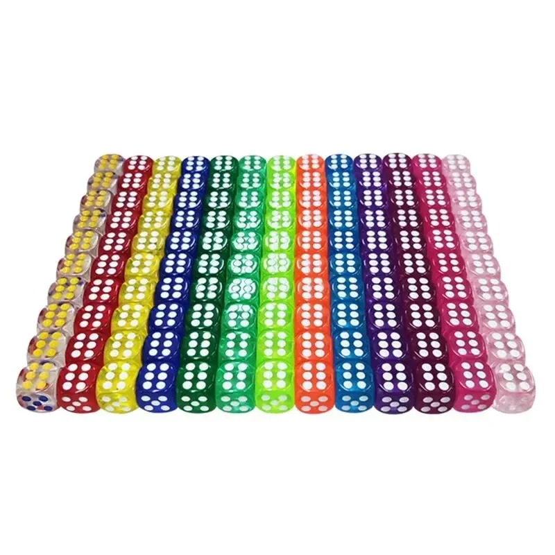 Edge Board Game Dice for Tabletop 14mm 50PCS Colorful Transparent Dice Set - Rounded RPG, D&D, Casino, Party Games