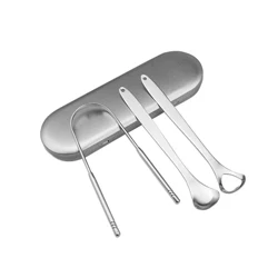 Stainless Steel Tongue Scraper with Travel Case - Oral Care Kit (S - 3)