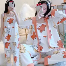 

Plus Size Pregnant Women's Pajamas Set For Pregnancy Spring Autumn Breastfeeding Nursing Confinement Clothes For Postpartum 3Pcs