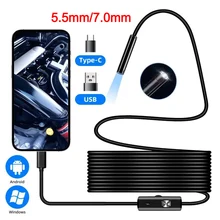 5.5/7.0MM 타입-C 내시경 카메라 IP67 방수 6개 조절 가능한 LED USB 안드로이드 유연한 검사 보어스코프 휴대폰 PC용