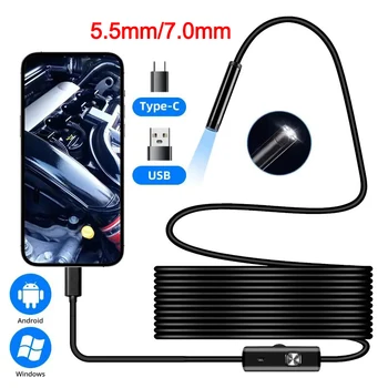 5.5/7.0MM Type-C Endoscope Camera with 6 Adjustable LEDs USB Android Flexible Inspection Borescope for Phone PC 1