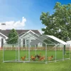 Large Metal Chicken Coop Run, Walk-in Enclosure Poultry Hen Run House, Spire Shaped Chicken Pen with Waterproof &Anti-UV Cover 1