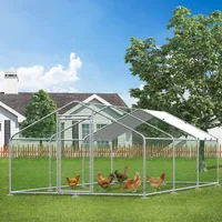 Large Metal Chicken Coop Run, Walk-in Enclosure Poultry Hen Run House, Spire Shaped Chicken Pen with Waterproof &Anti-UV Cover 1
