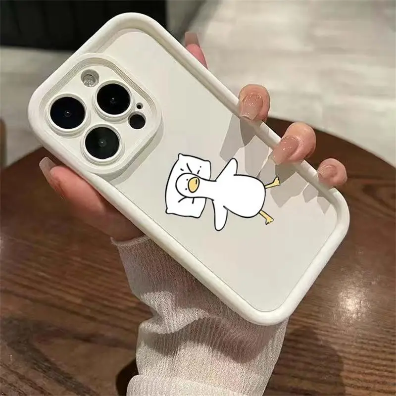 Whimsical Cartoon Lying Duck Phone Case