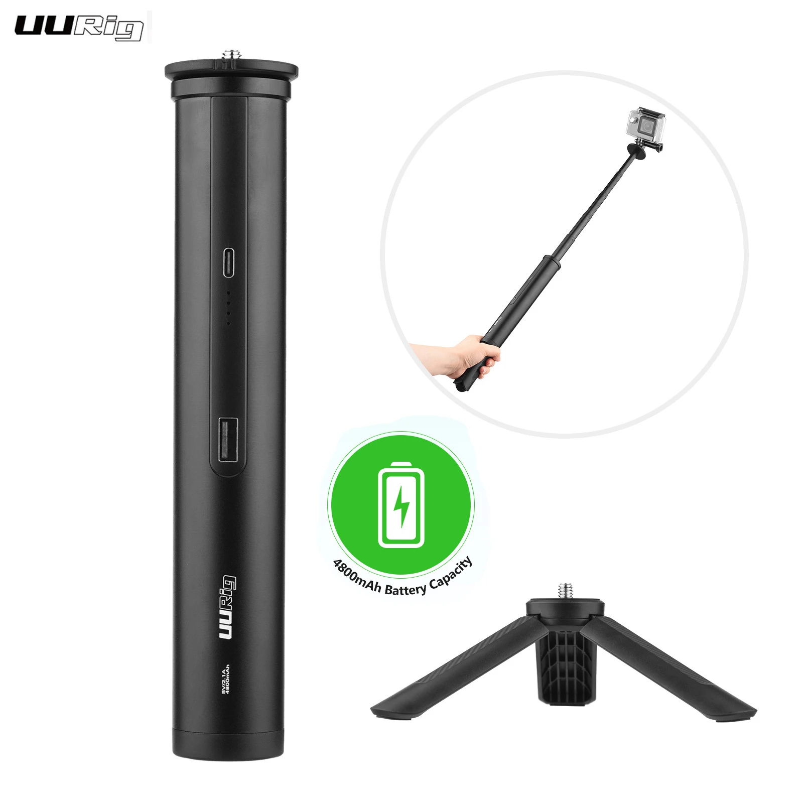 UURigPowerBankHandGrip4800mAhChargingGripUSBAOutputTypeC