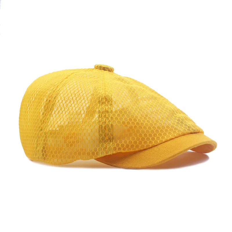 Summer Mesh Newsboy Caps Breathable Casual Outdoor Retro Beret Hats Octagonal Hat Fashion Solid Flat Caps Sun Hat