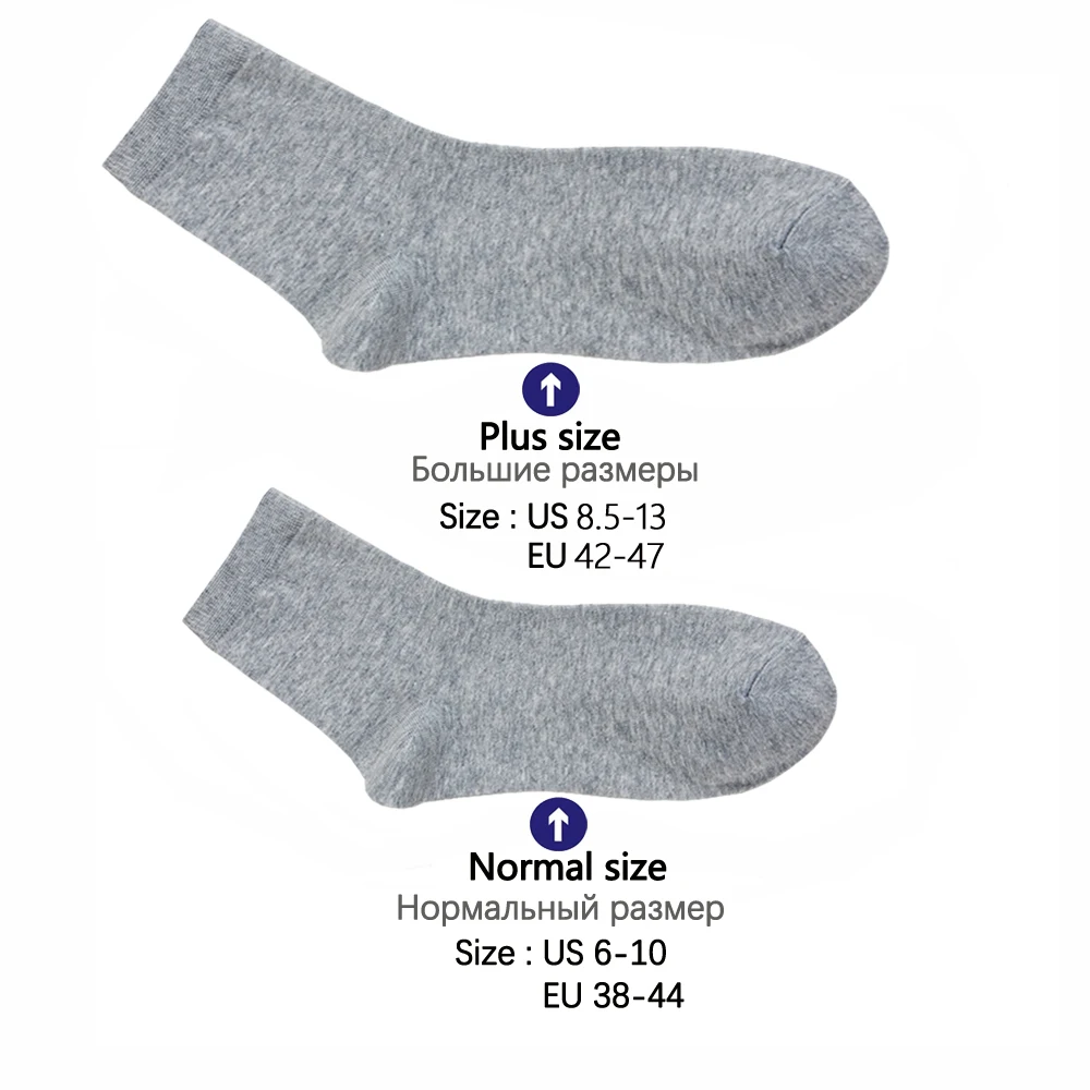 Cotton Socks 10 Pairs Men's Black Business Soft Breathable Summer Winter for Male Plus Size 38-47