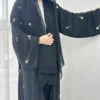 Abaya en mousseline de soie pour femmes, Kimono ouvert, Robe de Turquie, Eid Ramadan, Kaftan, Cardigan musulman, Manteau, Islam Vêtements, Robe arabe Jalabiya, Noir