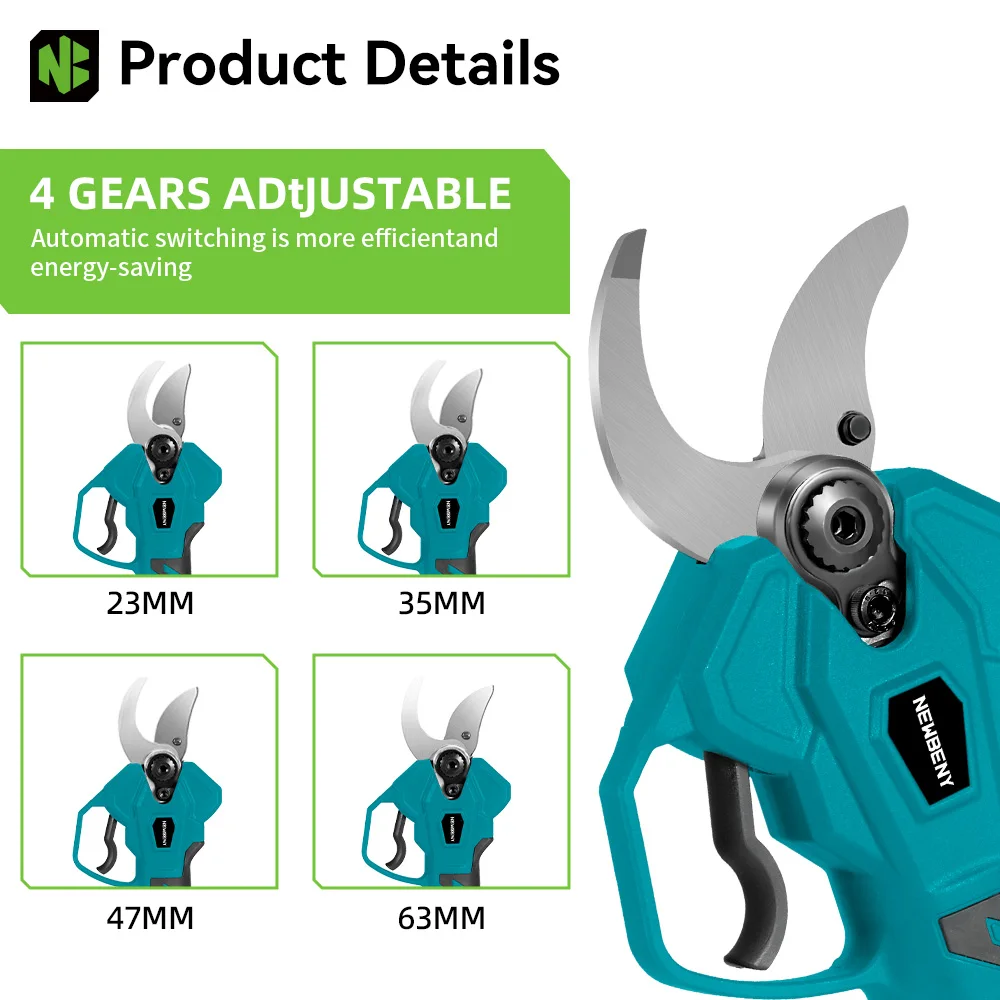 Electric Pruning Shears Pruning Scissors NEWBENY 45mm Brushless Electric Pruning Shears 4 Gears Cordless Efficient Garden Electric Scissors For 18V Battery