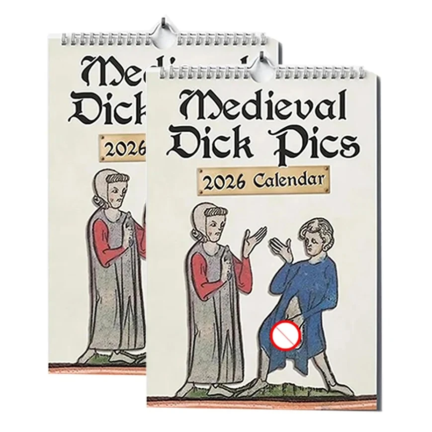 2026 Medieval Humor Wall Calendar Bawdy Historical Art for History s Perfect Gag Gift for Prankster Friends 1/2pcs