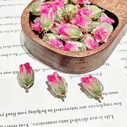 Tulip Gel Heat - Shrinkable Flower Bud Pendant for DIY Jewelry Making - Set of 5 (Rose red)