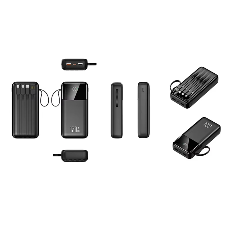 200000mAh 120W Power Bank Super Fast Charging Power Bank Portable Mobile Power Digital Display 4 Wire For iPhone Samsung Xiaomi 6