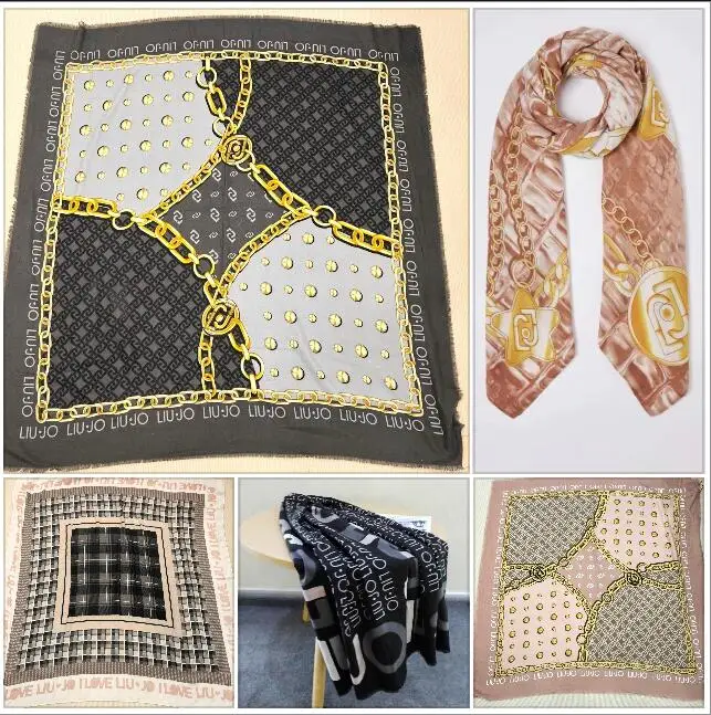 

Foreign trade original Italian Liu Jo new scarf with female letter printed warm shawl 120 * 120 large scarf in multiple styles