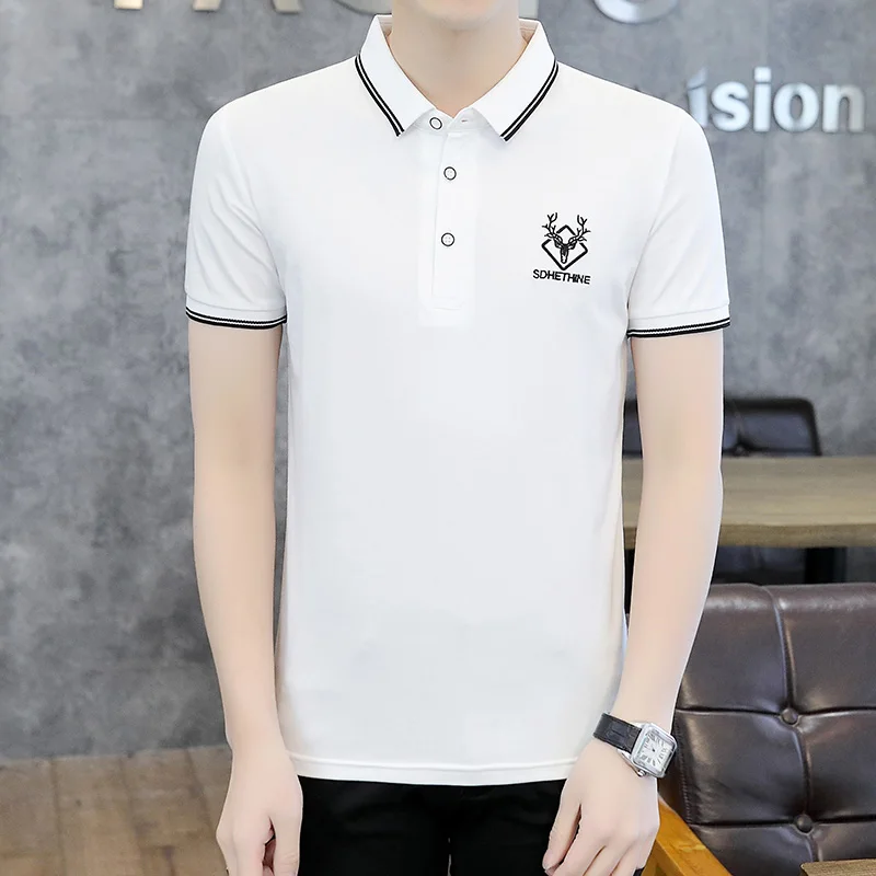 

2024 Spring and Summer Men Shirt Polo T-shirt Casual Cotton and Fashion Men's Short sleeve Plain T-shirt