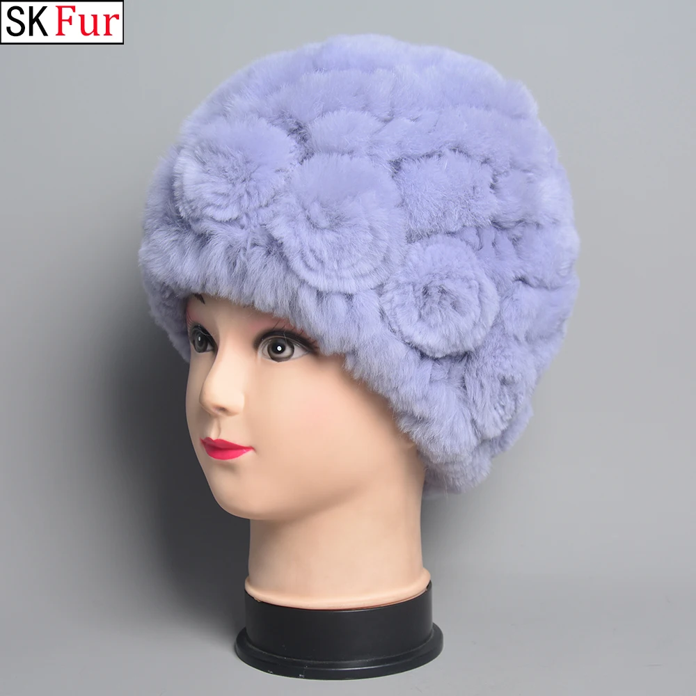 

Женская зимняя шапка из натурального меха кролика, 2023