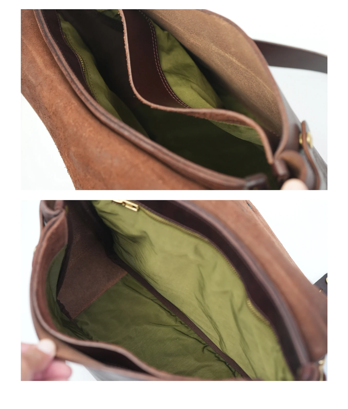 Business Vintage echtes Leder Herren Aktentasche Outdoor-Reise Designer handgemachte Luxusmarke echtes Rindsleder Umhängetasche – Detail 3