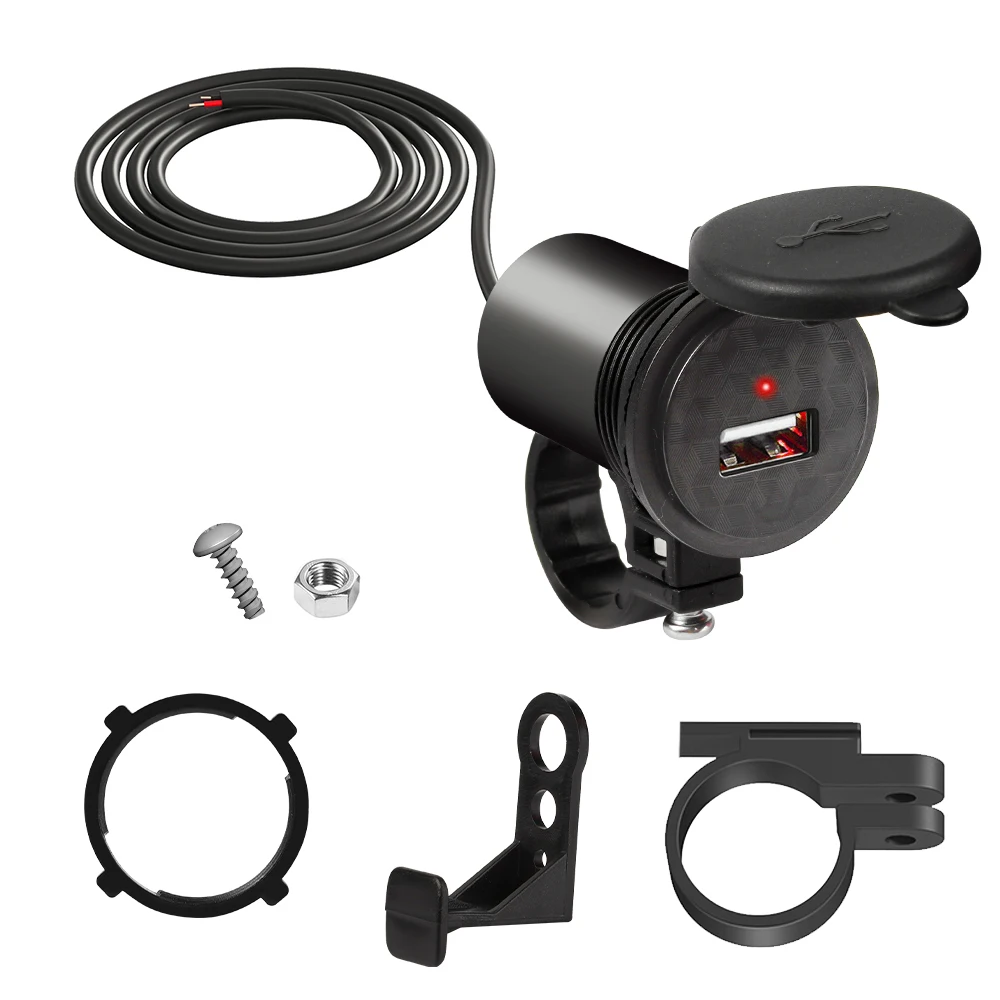Waterproof Motorcycle Handlebar USB Charger with Power Adapter