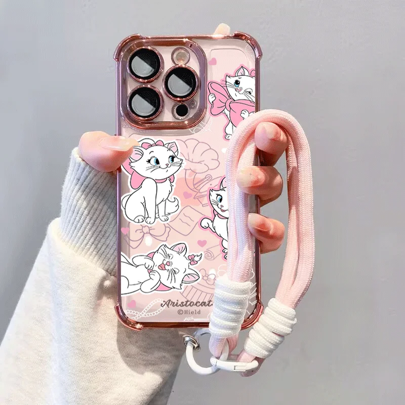 Cute Mary Cat Plating Clear Phone Case Cover