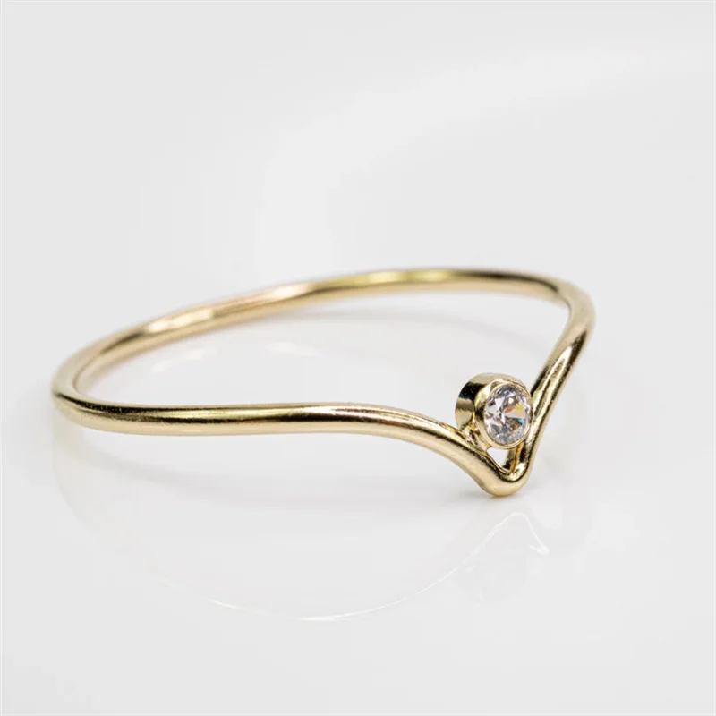 14K Gold Filled Knuckle Rings Boho Zircon Jewelry Anillos Mujer Bague Femme Minimalism Anelli Donna Aneis V Ring For Women