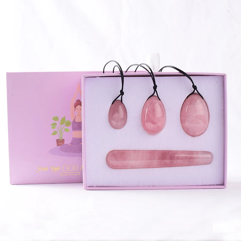 Ensemble ren de yoni en quartz rose naturel pour femmes exercice de