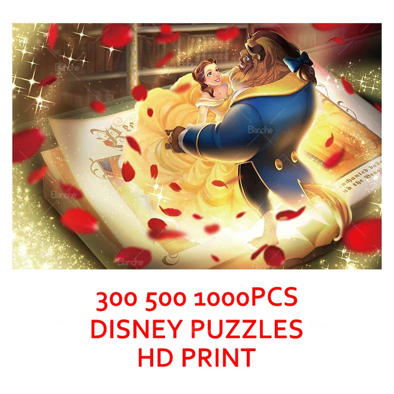 

Disney Princess Belle Beauty And The Beast Dancing 300 500 1000PCS Puzzle Yellow Dress Paper Jigsaw For Girls Teens Friend Gift