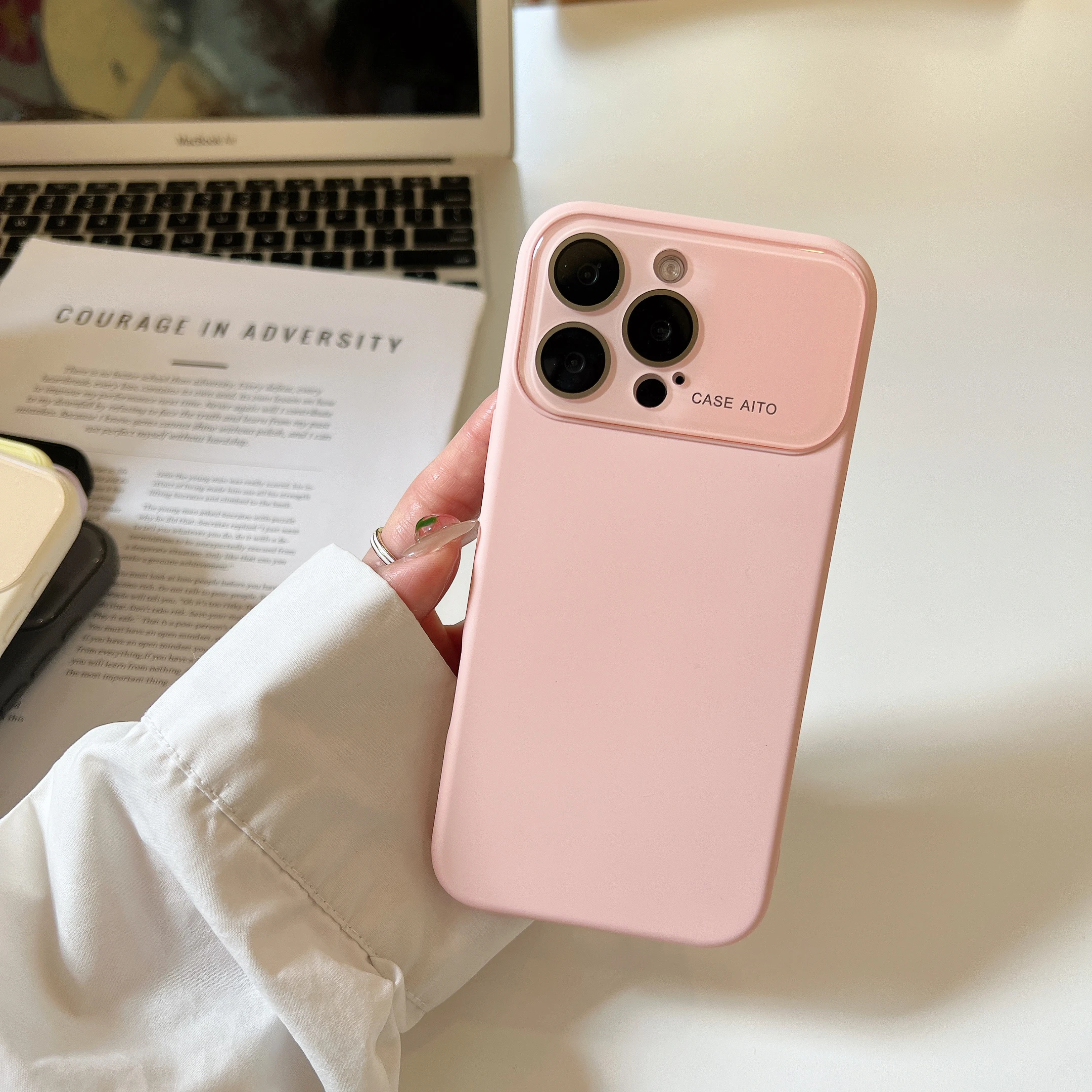 Lens Film Protection Matte Silicone Shockproof Solid Color Case with Large Window