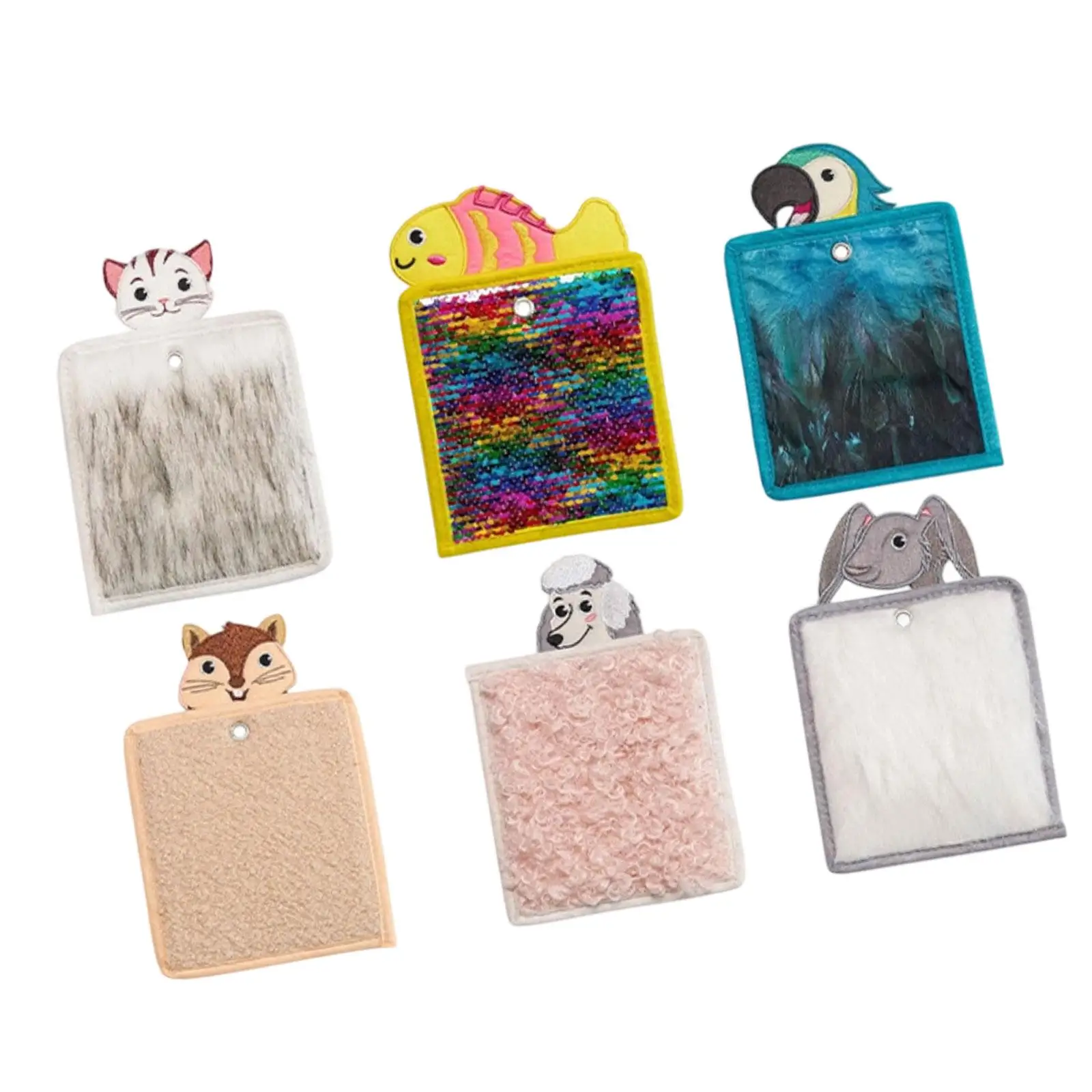 6Pcs Sensory Mats Cute Tactile Toys Tiles Portable Textured Animal Design Panel Educational for Kids Children Boys Girls