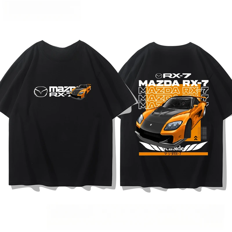 RX7 Mazda rotor engine JDM modified culture joint loose round neck cotton T-shirt short sleeve men's shirt