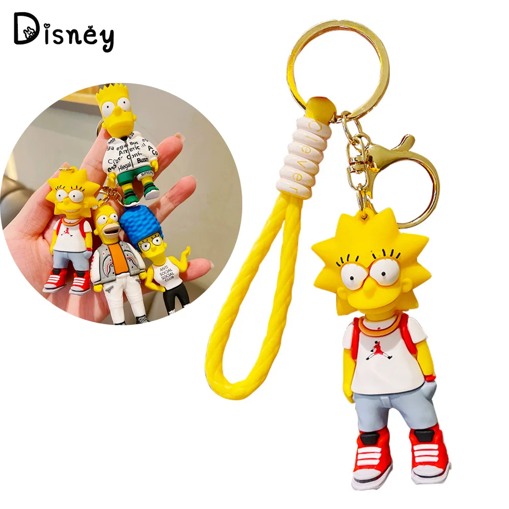 LLavero de Disney Bart Simpson, joyería de Cosplay, llavero de dibujos animados de Los Simpsons, llavero de mochila de coche, accesorios de alta calidad, regalo