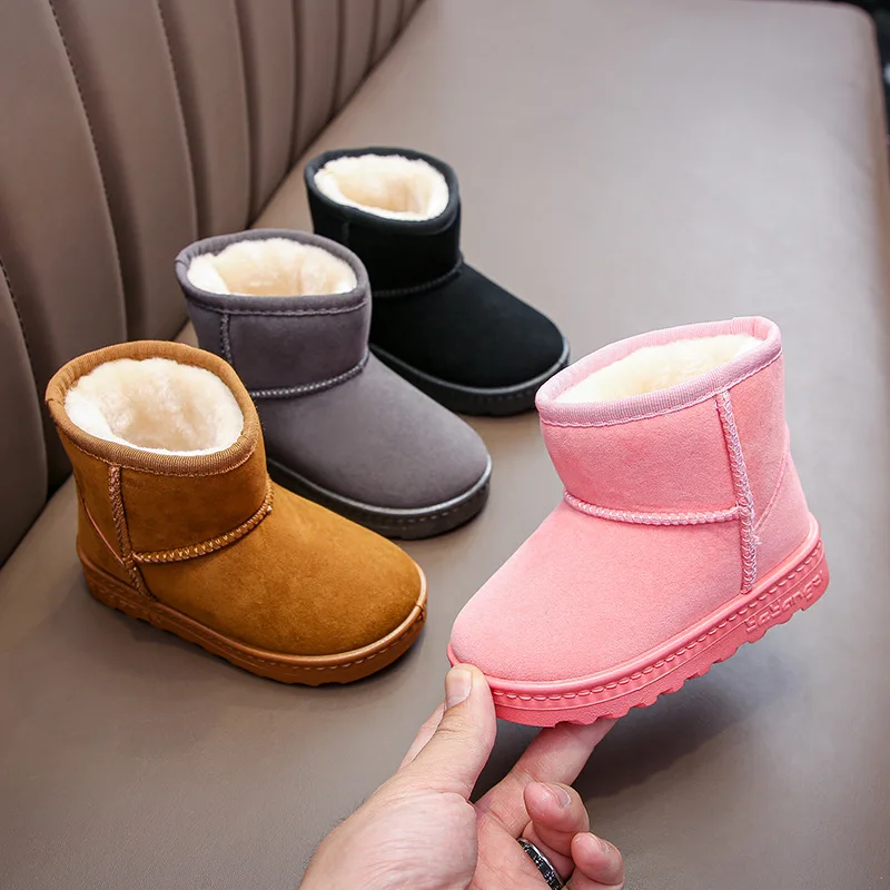 New Winter Kids Fashion Snow Boots Thick Children Cotton Shoes Warm Plush Soft Bottom Boys Girls Short Boots Baby Toddler Boots