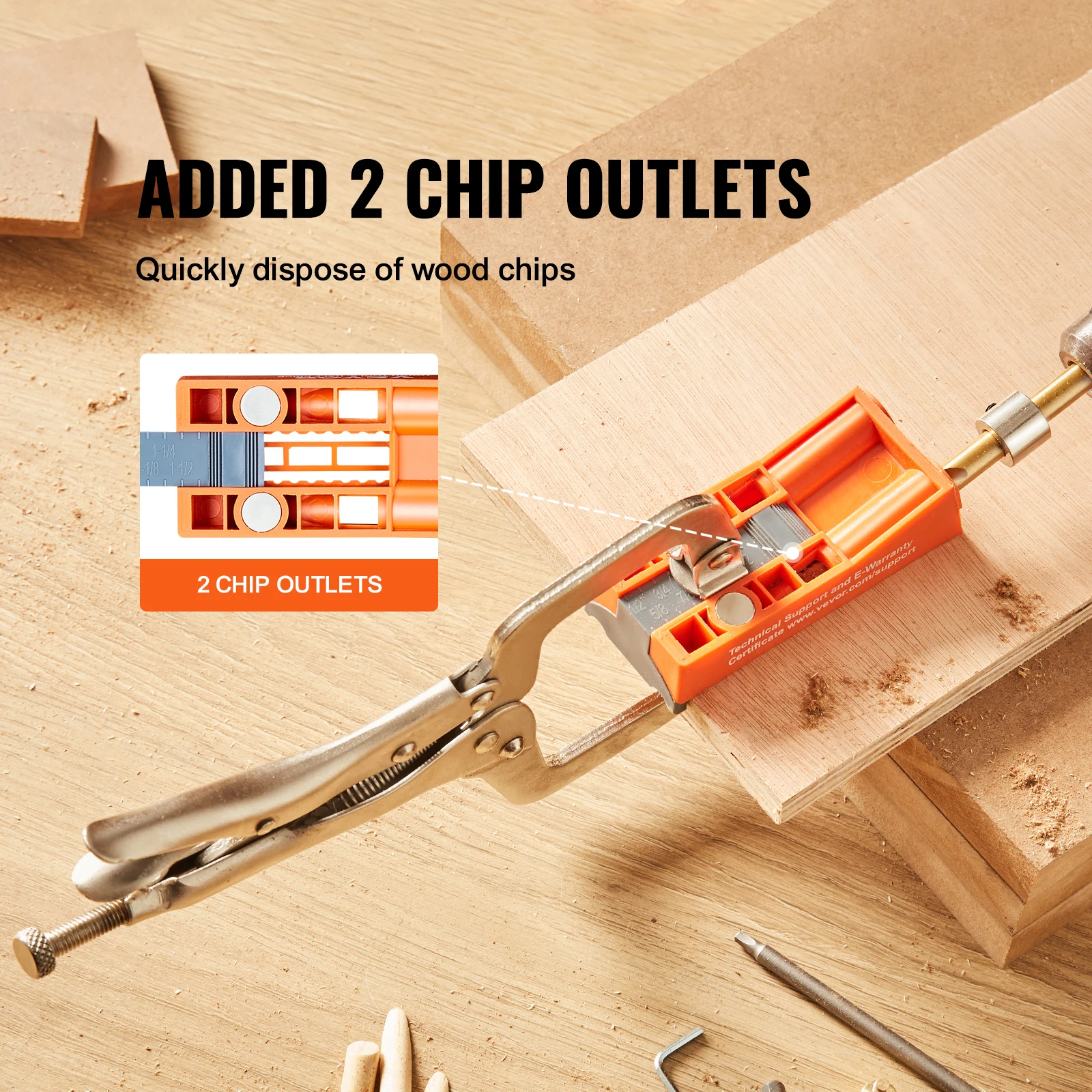 Pocket Hole Jig System with C-clamp for Wood Drilling