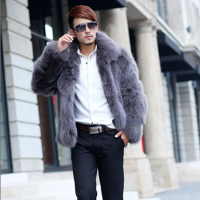 Men Faux Fur Coat Winter Thick Warm Long Sleeve Windbreaker Luxury Brand Men's Clothing Fur Coats