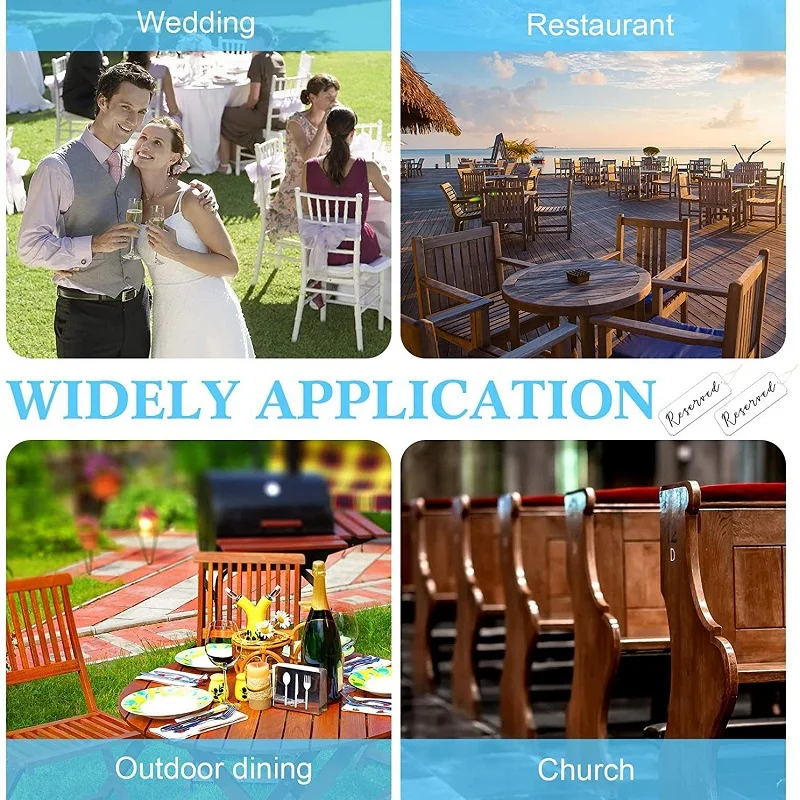 20/50 PCS Blank Transparent Acrylic Sheet Wedding Chair Seat Card DIY Hanging Belt Ribbon Activity Indicator Seat Card 7.5x20cm