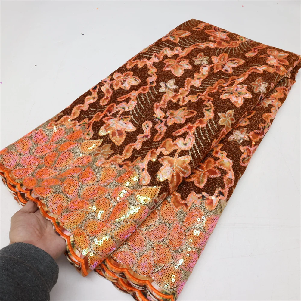 Африканская кружевная ткань с блестками 2023 Высококачественная бархатная кружевная вышивка нигерийская свадебная ткань для шитья LY2154