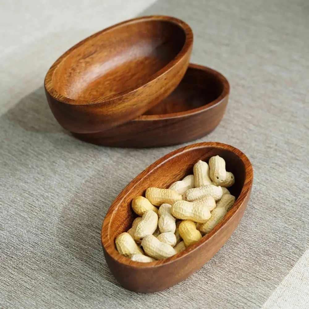 Multifunctional Japanese Style Boat-shaped Bowl Natural Durable Salad Bowl Handcrafted Wood Tray Wedding Reception