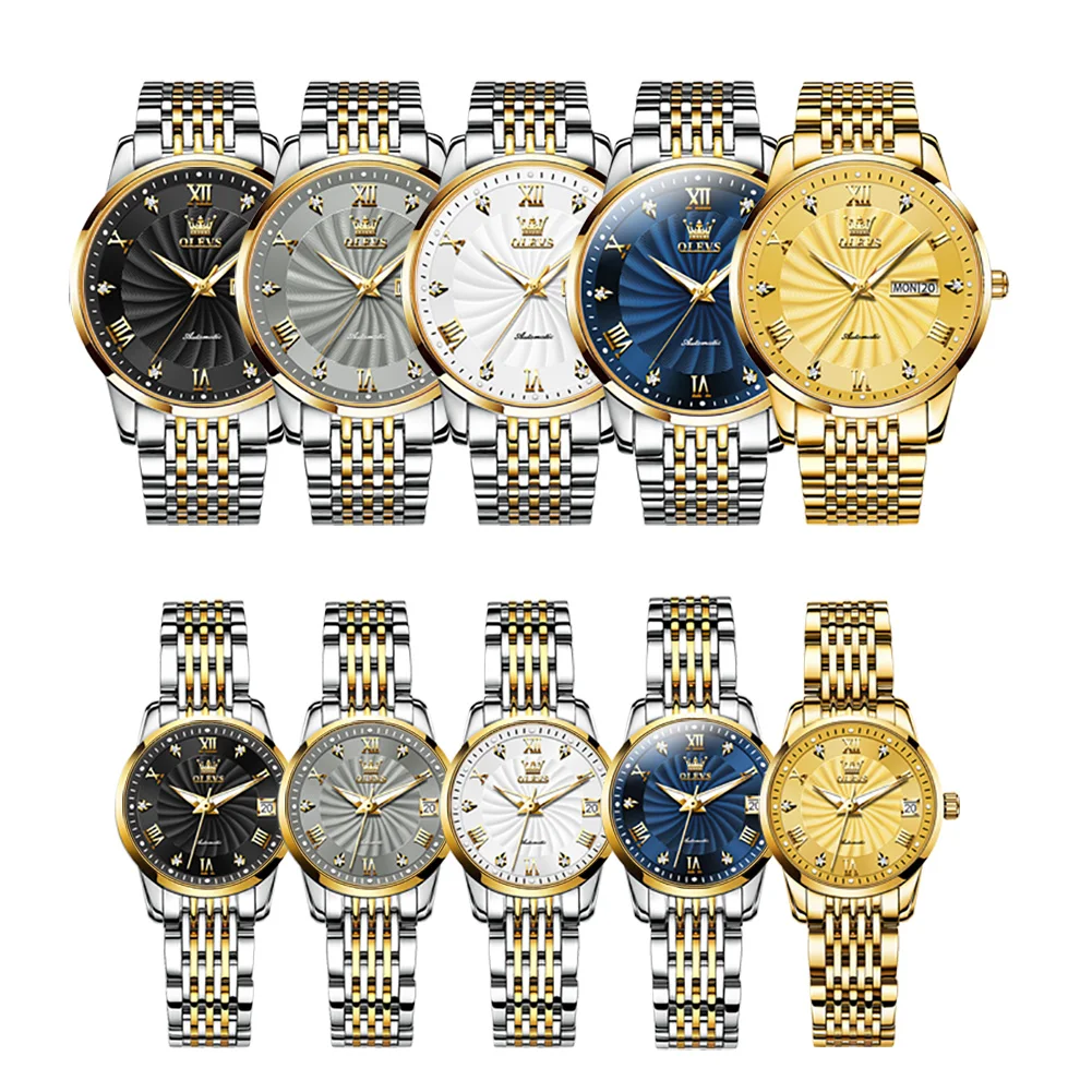 Mechanical Watch OLEVS Men Luxury Automatic Mechanical Business Male Watch Luminous Stainless Steel Waterproof montre homme 6630
